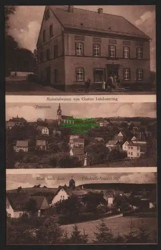 147665 Ansichtskarte Waldkirchen Zschopenthal um 1920 Materialwaren Leichsenring Kirche