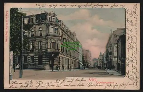 147785 Ansichtskarte Gera Leipziger Strasse 1901 Geschäft Jul. Hoffmann