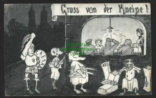 145416 Ansichtskarte Studentika Kempten Allgäu 1912 Gruss von der Kneipe