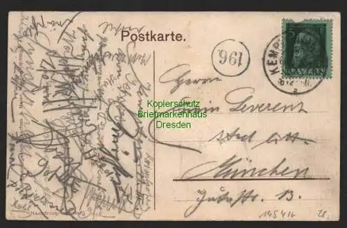 145416 Ansichtskarte Studentika Kempten Allgäu 1912 Gruss von der Kneipe