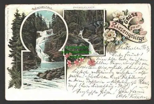 145492 AK Schreiberhau Riesengebirge Zackelfall Zackelklamm Litho 1897 Restaurat