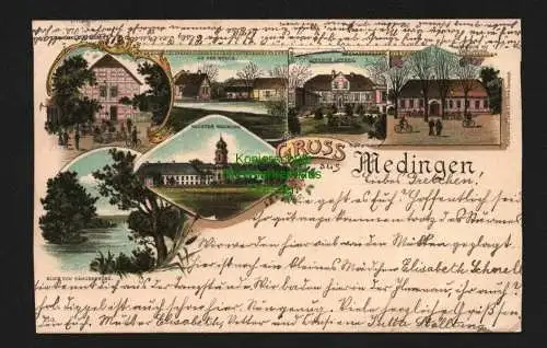 145218 AK Medingen Litho 1898 Curhotel zum Riebsel Kloster An der Mühle Pension