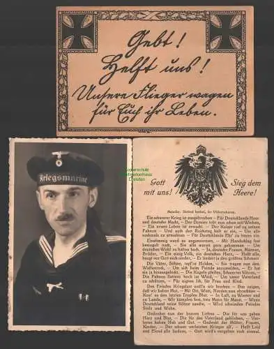 144951 3 AK 1. WK Weltkrieg Kriegsmarine Flieger Heer 1917 Propaganda Parolen