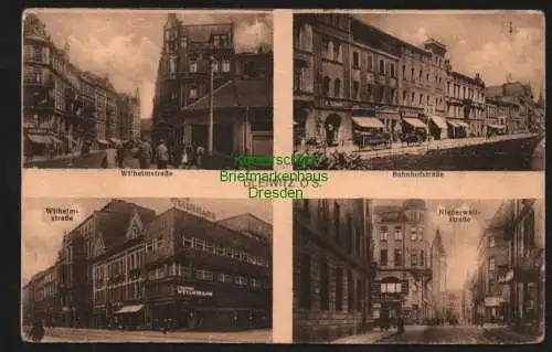 145017 AK Gleiwitz Gliwice Wilhelmstraße Bahnhofstraße Niederwallstraße 1927