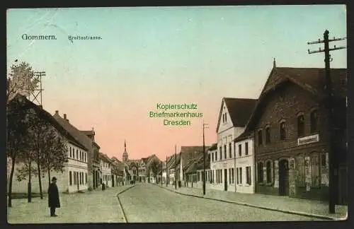 144090 AK Gommern Bez. Magdeburg 1912 Breitestrasse Gasthaus Ausspannung