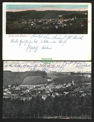 144087 2 Ansichtskarte Berga a. E. Panorama 1906 1909