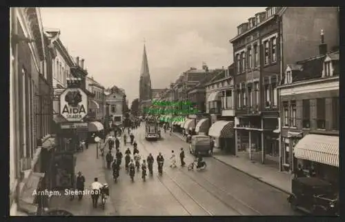 144068 Ansichtskarte Arnhem Arnheim Niederlande um 1930 Steenstraat Reklame AIDA Sigaren