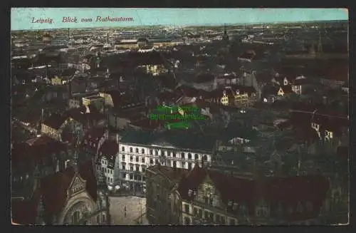 144272 Ansichtskarte Leipzig Blick vom Rathausturm 1914 Bahnpost Dresden - Hof