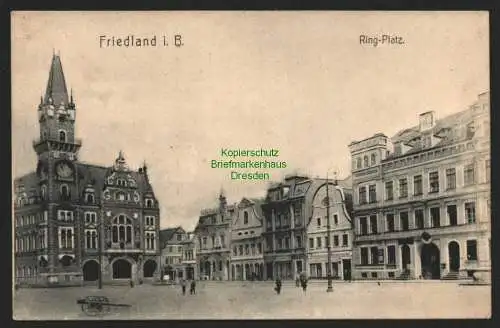 144121 Ansichtskarte Friedland in Böhmen Ring-Platz um 1910