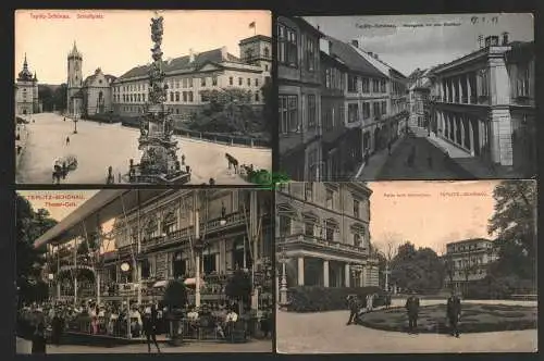 144169 4 Ansichtskarte Teplitz Schönau Teplice Badegasse Stadtbad 1913 Herrenhaus 1907