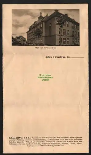 139779 Faltbrief Sehma 3 Ansichten Schule Karlsbaderstraße Schwimmbad Panorama