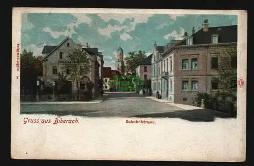 136333 AK Biberach um 1900 Bahnhofstraße Bahnhof - Hotel