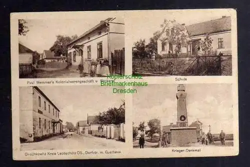 135738 AK Dirschkowitz Kr. Leobschütz O.-S. Dorfstr. Gasthaus Schule Bäckerei