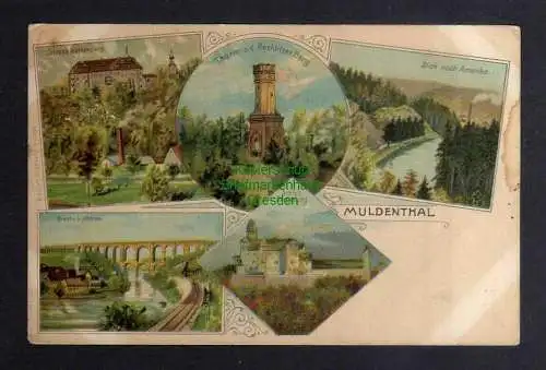 131974 Litho Muldenthal Schloss Wolkenburg Turm Rochlitzer Berg Amerika um 1900