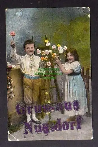 130984 AK Gruss aus Nussdorf Kinder Blumen 1911