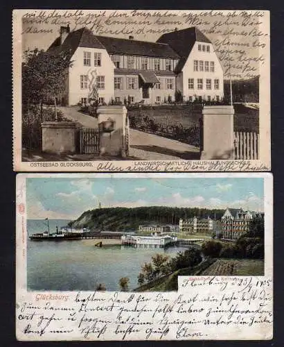 103923 2 AK Glücksburg 1905 Strandhotel Kurhaus Landwirtschaftliche Haushaltungs