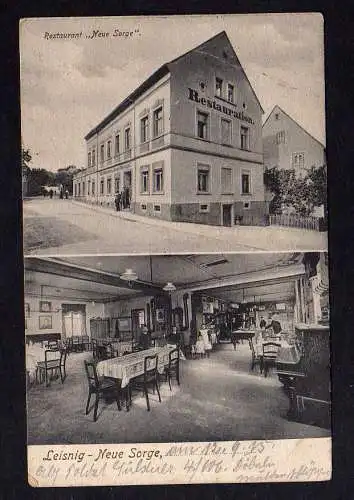 102074 Ansichtskarte Leisnig Restaurant Neue Sorge 1915 Feldpost