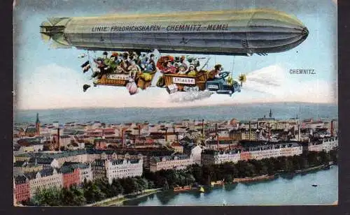 102220 AK Chemnitz um 1910 Zeppelin Linie Friedrichshafen - Memel