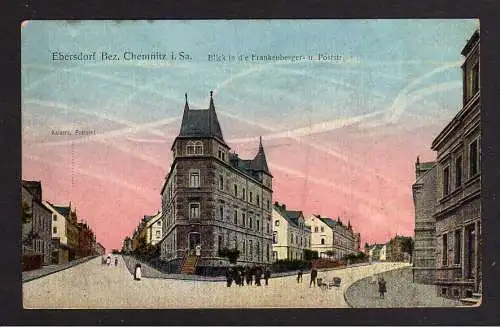 102390 Ansichtskarte Ebersdorf Bez. Chemnitz 1919 Postamt Frankenberger Straße Poststraße