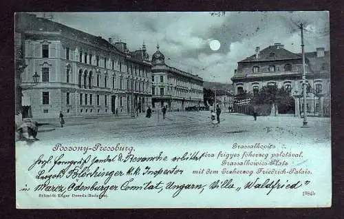 101745 Ansichtskarte Pressburg Pozsony Bratislava Grassalkowics Platz 1899 Slowakei