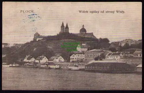 162428 Ansichtskarte Plock Widok ogolny od strony Wisly Gesamtansicht von der Weichsel 1915