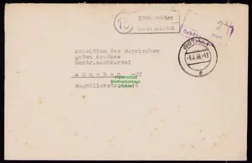 B19256 SBZ Brief Gebühr bezahlt Günthersleben über Gotha Landpoststempel 1946