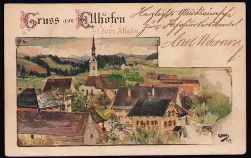 162441 AK Ellhofen im Bayr. Allgäu Künstlerkarte 1899