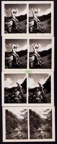 B19204 8 Stereo Fotos Akt Erotik Frauen Natur Berge Alpen um 1925