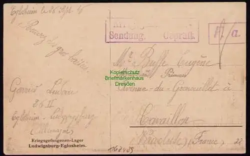 162439 AK Ludwigsburg Eglosheim Kriegsgefangenenlager 1918