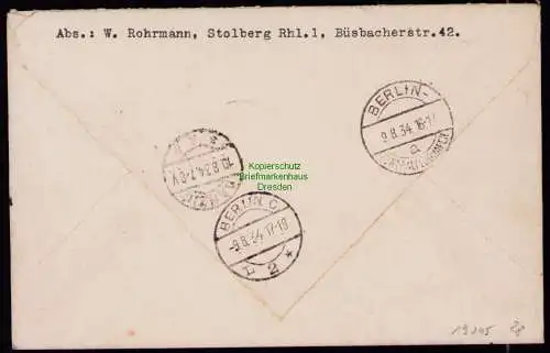 B19245 DR Brief Deutsches Reich Köln 1934 mit Luftpost über Berlin nach Danzig