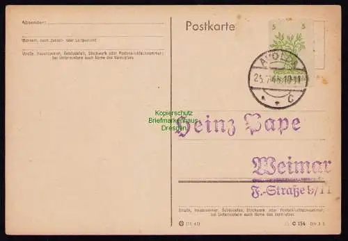 B19274 Postkarte blanko SBZ Lokalausgabe Apolda c Heinz Pape 25.7.45