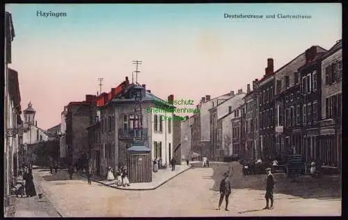 162376 AK Hayingen Hayange Deutschestrasse und Gartenstraße 1912