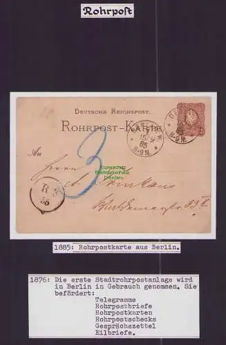 B-50068 2 gestaltete Seiten Deutsches Reich Rohrpost Berin 1885 1895