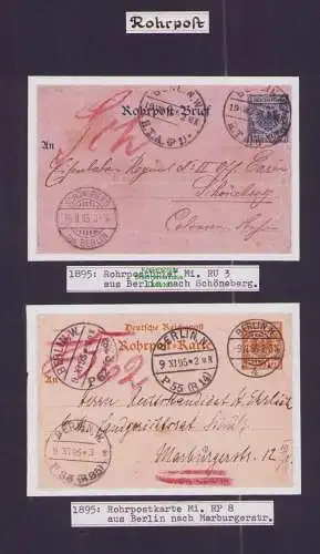 B-50068 2 gestaltete Seiten Deutsches Reich Rohrpost Berin 1885 1895