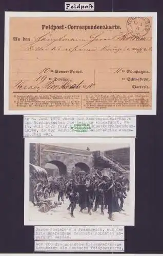 B-50066 NDP Feldpost Correspondenzkarte Nordhausen 1871 Deutsch Französischer