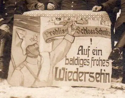 81719 AK Fotokarte Prohlis Schloss Schänke Gasthaus Soldaten um 1915