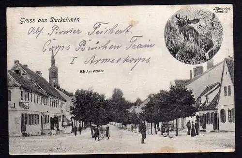 79699 AK Darkehmen Angerapp Kirchenstrasse um 1918 Elch Elentier