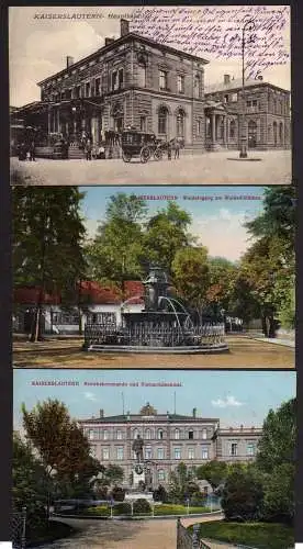 77986 3 AK Kaiserslautern 1916 Hauptbahnhof Bezirkskommamdo Bismarckdenkmal Wald