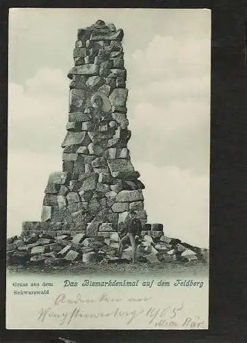 22067 AK Feldberg Bismarckturm Bismarkdenkmal 1905 Stempel Feldbergthurm