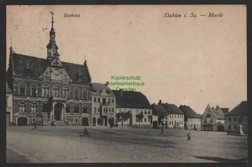 154087 Ansichtskarte Dahlen Sachsen Markt Rathaus 1920 Verlag Brück & Sohn Meissen 17078