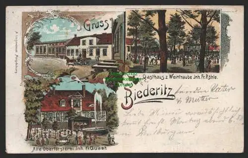 154016 Ansichtskarte Biederitz Litho 1902 Alte Oberförsterei Quast Gasthaus zur Weintraube