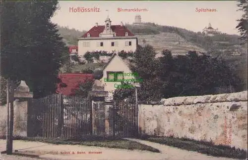 153051 Ansichtskarte Hoflössnitz Bismarckturm Spitzhaus 1908 Verlag Brück & Sohn 9302