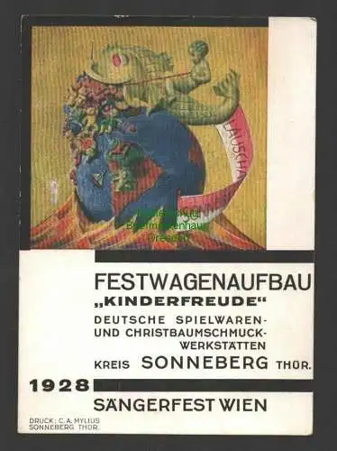 145689 AK Sonneberg Festwagenaufbau 1928 für Sängerfest Wien Spielwaren- und