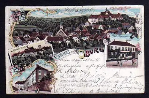 103561 Ansichtskarte Bad Iburg Litho 1900 Hotel Gersemann Schloss Kloster Schlossplatz