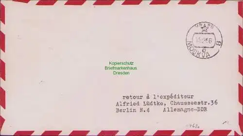 B-17630 Brief DDR Luftpoststelle Berlin 1956 Finnair über Helsinki n Moskau 1956