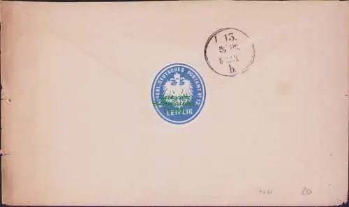 B-17635 DR Deutsches Reich Brief Postsache Leipzig 1892 Verschlussmarke innerhal