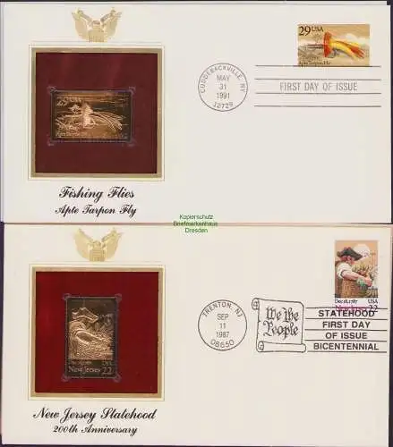 B-17747 USA 6x FDC mit gold stamp replica 1987 1986 1995 1993 1991