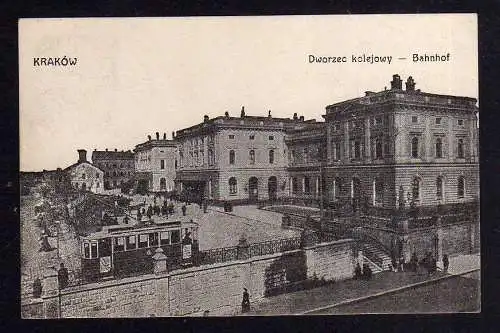 93163 Ansichtskarte Krakow Krakau Bahnhof 1915