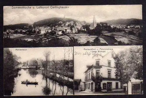 84105 Ansichtskarte Oerlinghausen Restauration Pension Niewald 1909 Mühenteich