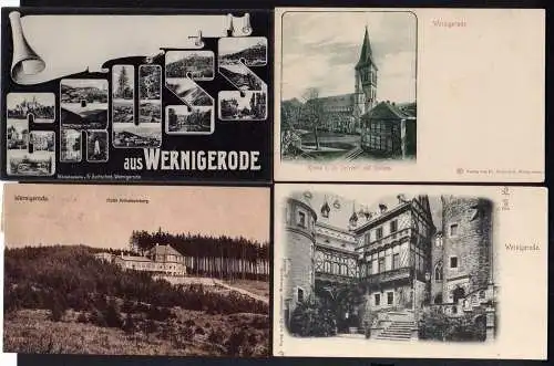 83406 4 Ansichtskarte Wernigerode St. Sylvestri Hotel Armeleuteberg 1920 Mikroskopkarte